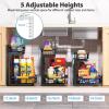 Liuoud Under Sink Organizer 2 Pack, 2 Tier Slide Out Large Capacity Height Adjustable Under Sink Organizers and Storage for Kitchen Bathroom Cabinet, Black view 3