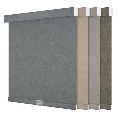HOTSOON Roller Blinds for Windows, Cordless Blackout Linen Fabric Roller Shades, Easy to Install Custom Size Privacy UV Protection Window Blinds for Home Office, Grey, 72" W x 56" H