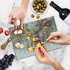 Ambesonne Spring Cutting Board, Farmhouse Dream Theme Lavenders Blooming Flowers with Abstract Stripes, Decorative Tempered Glass Cutting and Serving Board, Small Size, Mustard Dried Rose Pearl view 4