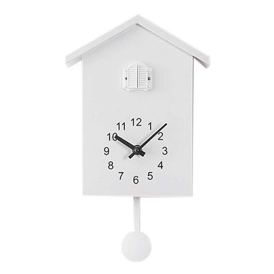 EPIPHQNY Wall Clock,Bird Cuckoo Design Wall Hanging Horologe Clock Timer Wall Art Home Office Home Decoration Hanging Watch, 15*9*20*25cm, White