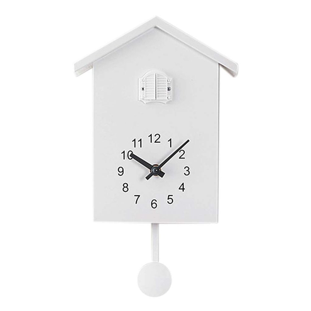 EPIPHQNY Wall Clock,Bird Cuckoo Design Wall Hanging Horologe Clock Timer Wall Art Home Office Home Decoration Hanging Watch, 15*9*20*25cm, White