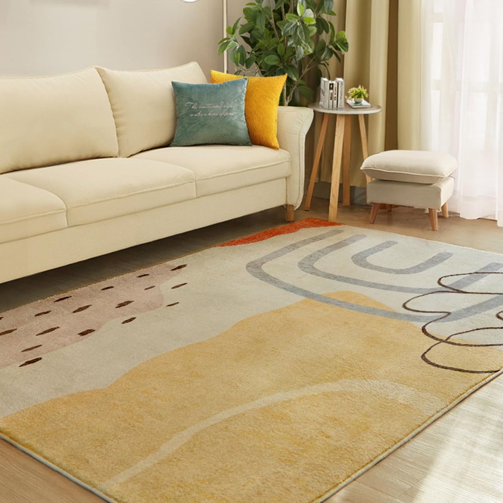 3x5ft Area Rugs for Living Room, Washable Outdoor Rugs for Bedroom, Low Pile Indoor Area Rugs Carpet with Non Slip Rubber Backing, Super Soft Rug, Non-Shedding Runner Rugs