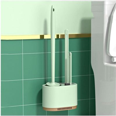 UINGBPXT Toilet Brush Bathroom Multifunctional Toilet Brushes Practical Toilet Brush Floor Wall Mounted Toilet Bowl Cleaning Silicone Brush of 3 Pack Reusable, Light Green