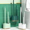 UINGBPXT Toilet Brush Bathroom Multifunctional Toilet Brushes Practical Toilet Brush Floor Wall Mounted Toilet Bowl Cleaning Silicone Brush of 3 Pack Reusable, Light Green view 3
