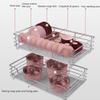 2 Tier Pull Out Cabinet Organizer Stainless Steel Kitchen Drawers with Damping Guide Rail and Drain Pan, Slide Out Drawer Storage Shelves for Kitchen Cupboard Cabinet view 4