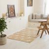 Natural Beige Cotton Kilim Rugs for Home & Kitchen, White Floral Pattern Turkish Handmade Carpet, Natural Jute Hallway Large Rectangular Area Rug - (9x11 Ft) view 3