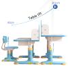 PAPABA Kids Desk and Chair Set, Height Adjustable Astronaut Pattern Children School Desk with Shelf & Large Drawers, Kids Writing Study Table for Boys Girls 3+ (Blue D) view 2