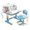 PAPABA Kids Desk and Chair Set, Height Adjustable Astronaut Pattern Children School Desk with Shelf & Large Drawers, Kids Writing Study Table for Boys Girls 3+ (Blue D) view 3