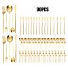 90pcs Gold Silverware Set - 18 X 5 Gold Cutlery Set Stainless Steel Flatware Set Includes Forks, Spoons, Knives, Teaspoons view 3