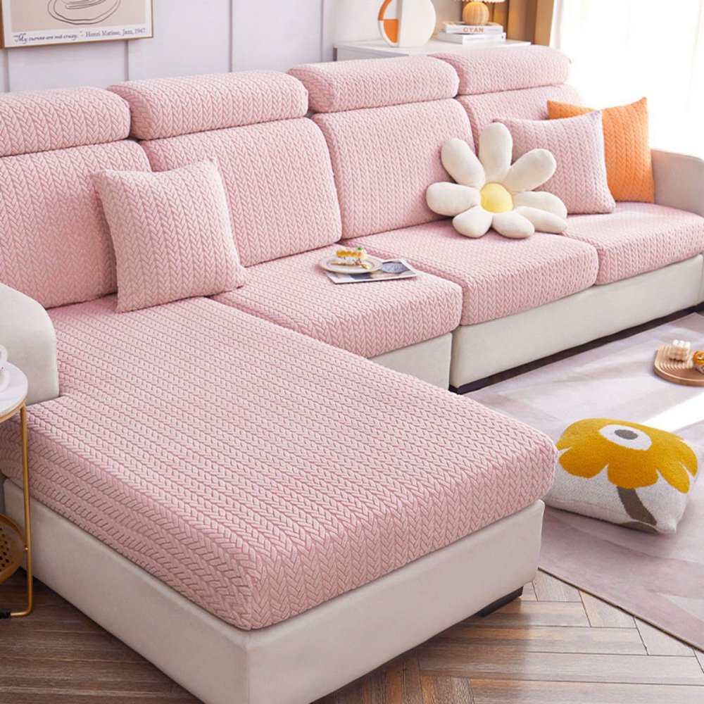 LZHYHH Magic Sofa Covers Soothing Home Sofa Cushion, Elastic All-Inclusive Sofa Cover, Anti-Cat Scratch Sofa Cover, Wear-Resistant Non-Slip (Youmai-Pink,Large Single Seat Cover)
