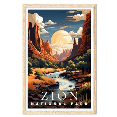01September Zion Poster, Zion National Park Poster, Zion Wall Art, National Park Posters, National Park Wall Art, Travel Poster, Travel Wall Art, National Park Print for Living Room (UNFRAMED)