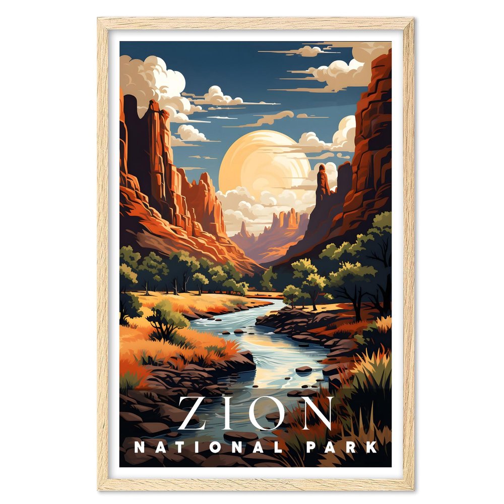01September Zion Poster, Zion National Park Poster, Zion Wall Art, National Park Posters, National Park Wall Art, Travel Poster, Travel Wall Art, National Park Print for Living Room (UNFRAMED)
