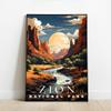 01September Zion Poster, Zion National Park Poster, Zion Wall Art, National Park Posters, National Park Wall Art, Travel Poster, Travel Wall Art, National Park Print for Living Room (UNFRAMED) view 2