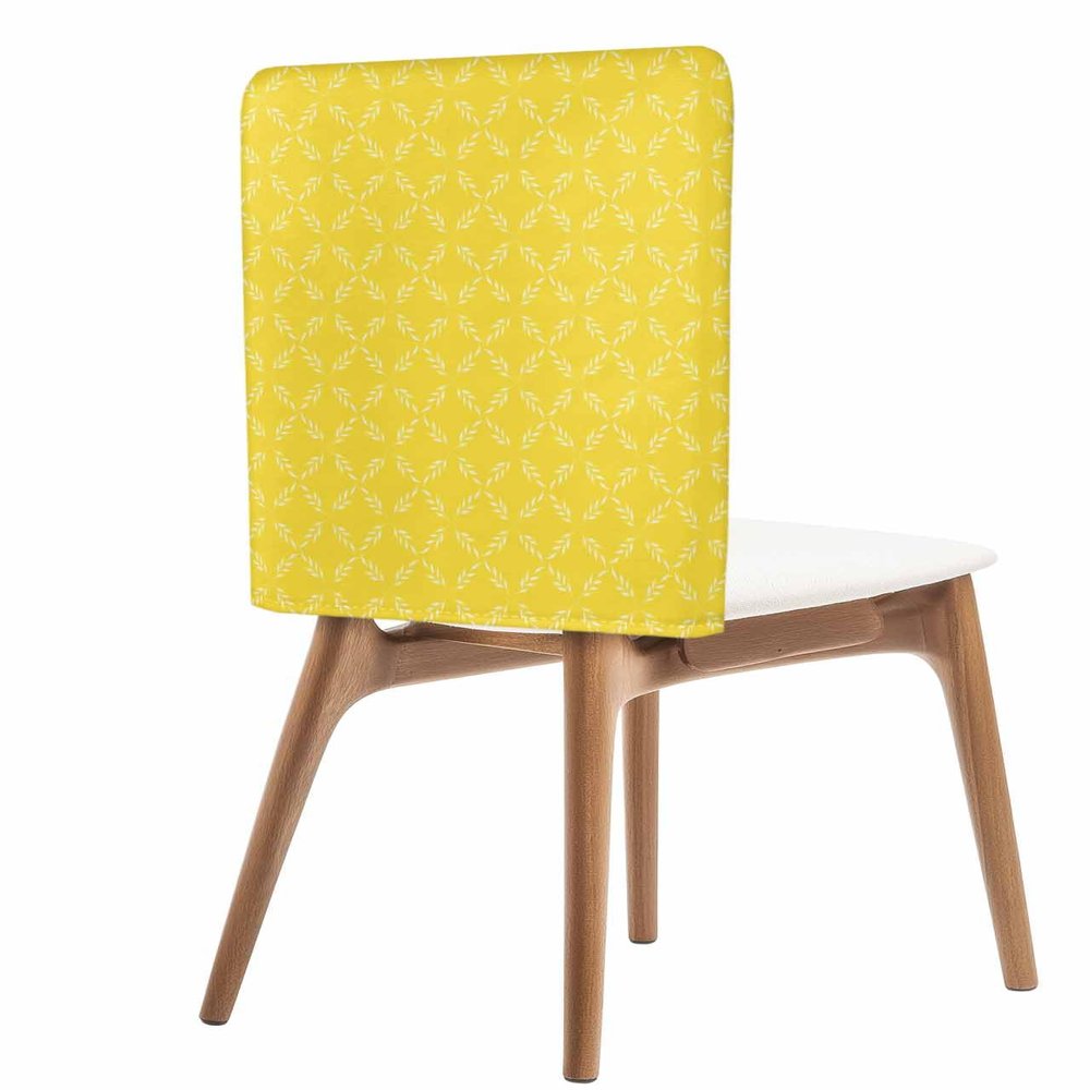 AMZRicher Yellow Rhombus Plaid Chair Back Covers for Dining Chairs 6 Pack, Classic Modern Geometric Abstract Art Washable Removable Chair Slipcover Back Chair Protector for Wedding Baby Shower Party