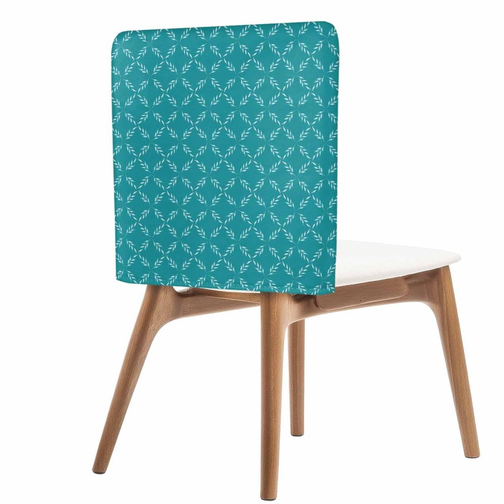 Bluish Green Rhombus Plaid Chair Back Covers for Dining Chairs 8 Pack, Classic Modern Geometric Abstract Art Washable Removable Chair Slipcover Back Chair Protector for Wedding Baby Shower Party