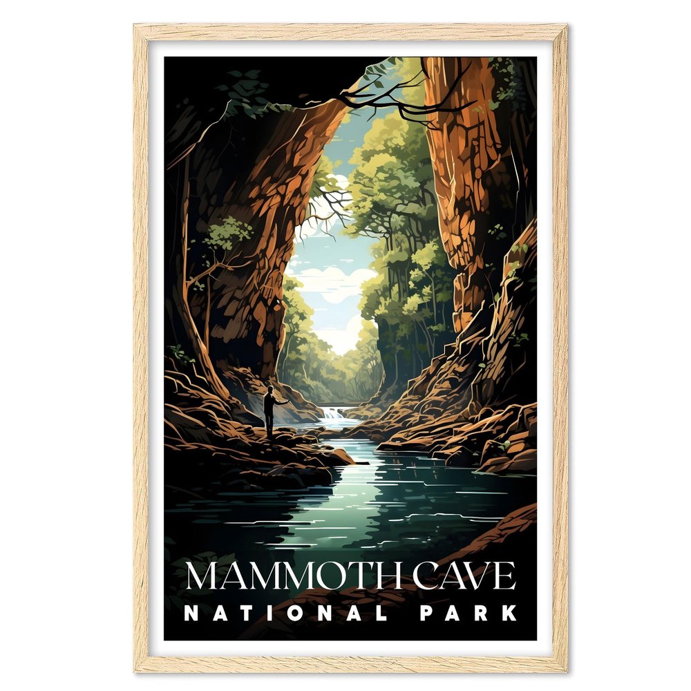 01September Mammoth Cave Wall Art - Mammoth Cave National Park Travel Poster, for Living Room (Unframed) (12x18) - Oriented Landscape