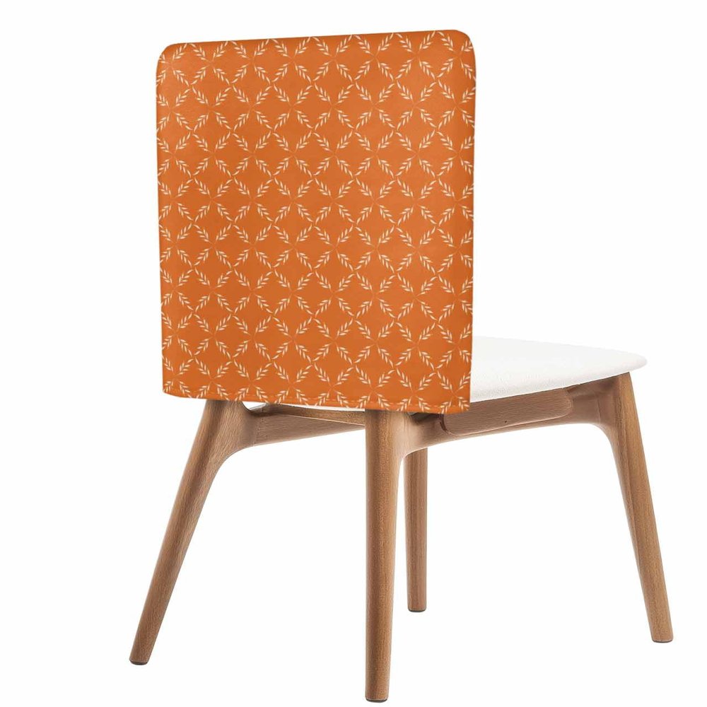 AMZRicher Orange Rhombus Plaid Chair Back Covers for Dining Chairs 6 Pack, Classic Modern Geometric Abstract Art Washable Removable Chair Slipcover Back Chair Protector for Wedding Baby Shower Party