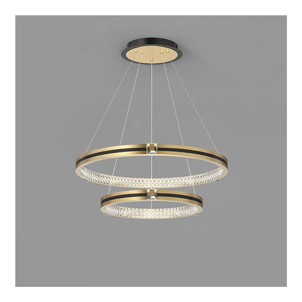 Mid Century Modern Dimmable LED Chandelier New Creative Decoration Round Hanging Lamps, Farmhouse Industrial Large Pendant Lamp with 1 Ring for Foyer, Dining Room, Kitchen Island(40+60CM)