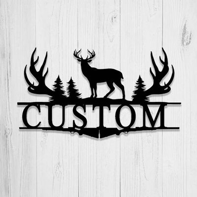 VVEXORIX Metal Sign, Custom Deer Hunting Metal Sign,Deer Metal Wall Art Decor Decor,Personalized Deer Hunter Name Sign,Deer Hunting Home Cabin Decor,Buck Wall Decor