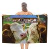 Animals Cow Bull Farm Beach Towel 51"x31" Quick Drying Camping Towel Lightweight Sand Free Absorbent Soft Towel for Beach, Swim Pool, Gym, Sports Vacation Essential Gift view 1