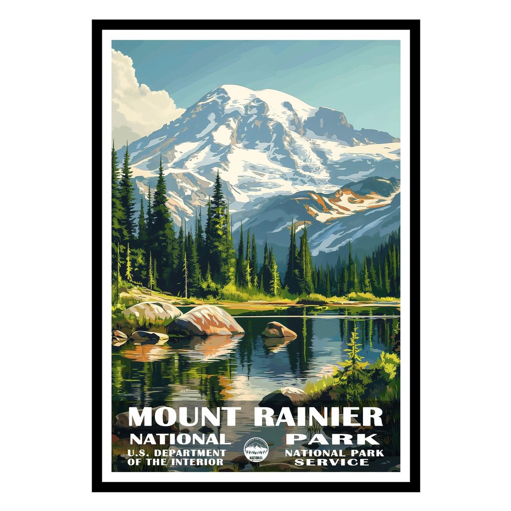 01September Mount Rainier Poster - National Park Wall Art, Travel Print for Living Room (UNFRAMED)