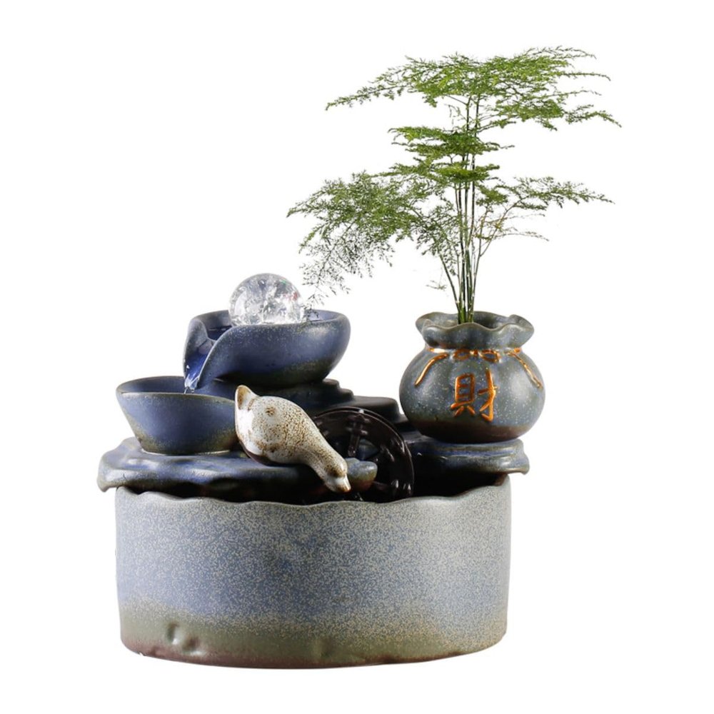 Ecqizer Ceramic Tabletop Fountain//Indoor Outdoor Portable Tabletop Decorative/Feng Shui Ornament for Bringing Wealth/( ), Black, 9471987783803
