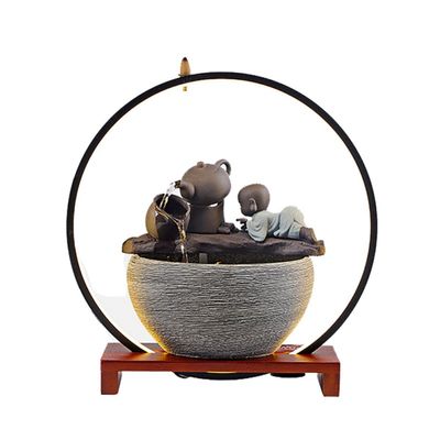 Ecqizer Ceramic Tabletop Fountain//Indoor Outdoor Portable Tabletop Decorative/Feng Shui Ornament for Bringing Wealth/( ), Black, 9471987788952