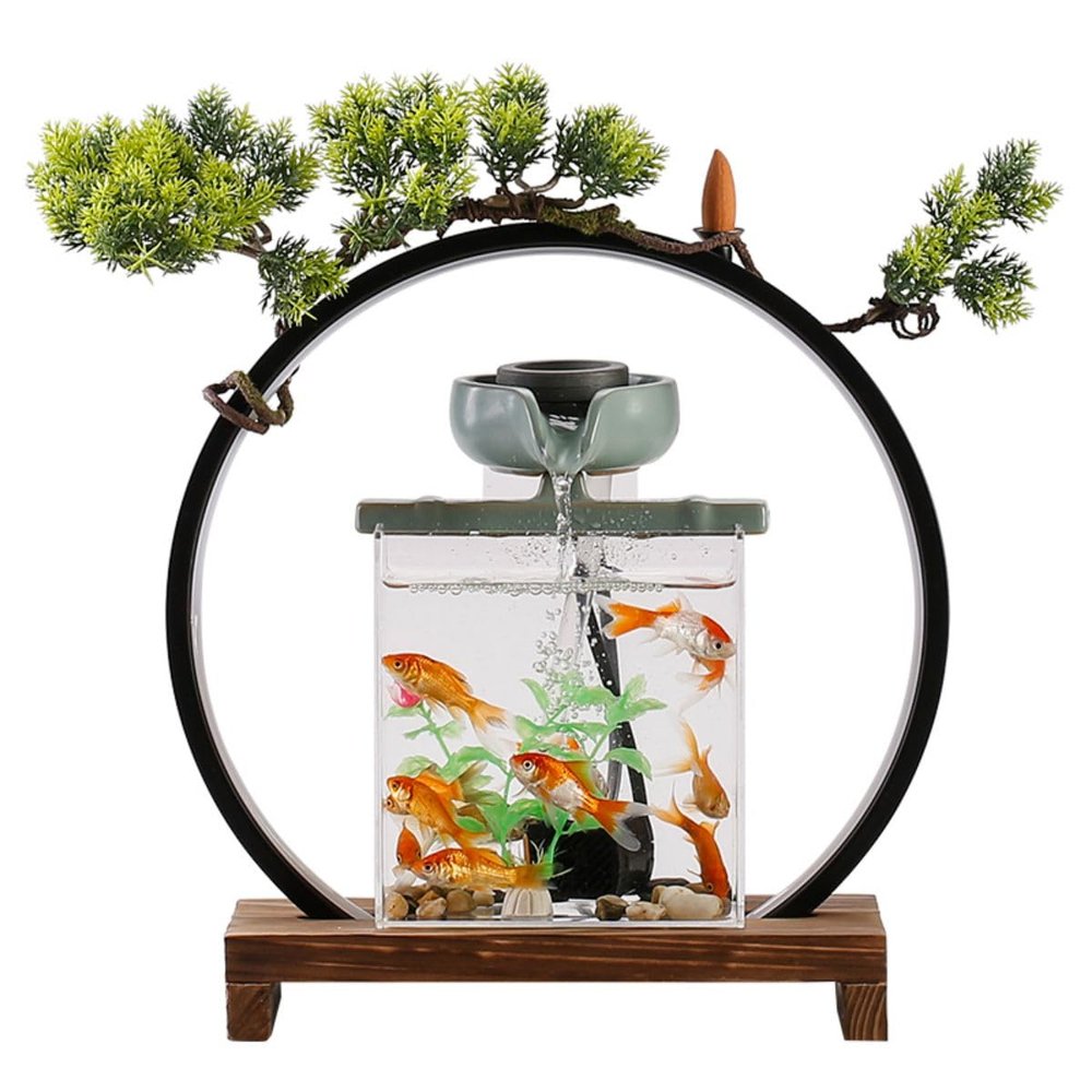 Ecqizer Ceramic Tabletop Fountain//Indoor Outdoor Portable Tabletop Decorative/Feng Shui Ornament for Bringing Wealth/( ), Black, 9471987784893