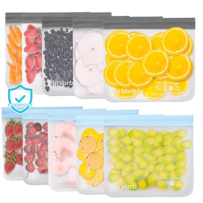 10-Pack Reusable Sandwich Freezer Bags - Dishwasher Safe, BPA-Free, Leakproof for Meat, Cereal, Veggies & Kitchen Storage Organization MixColor
