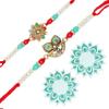 Set of 2 Rakhi for Brother and Bhabhi Rakhi Thread Bracelets with Gift Pack of 2 Decorative Coaster Made of Acrylic for Indian Traditional Festival Raksha Bandhan Home Decor Gifting(Coaster Size:- 4") view 1