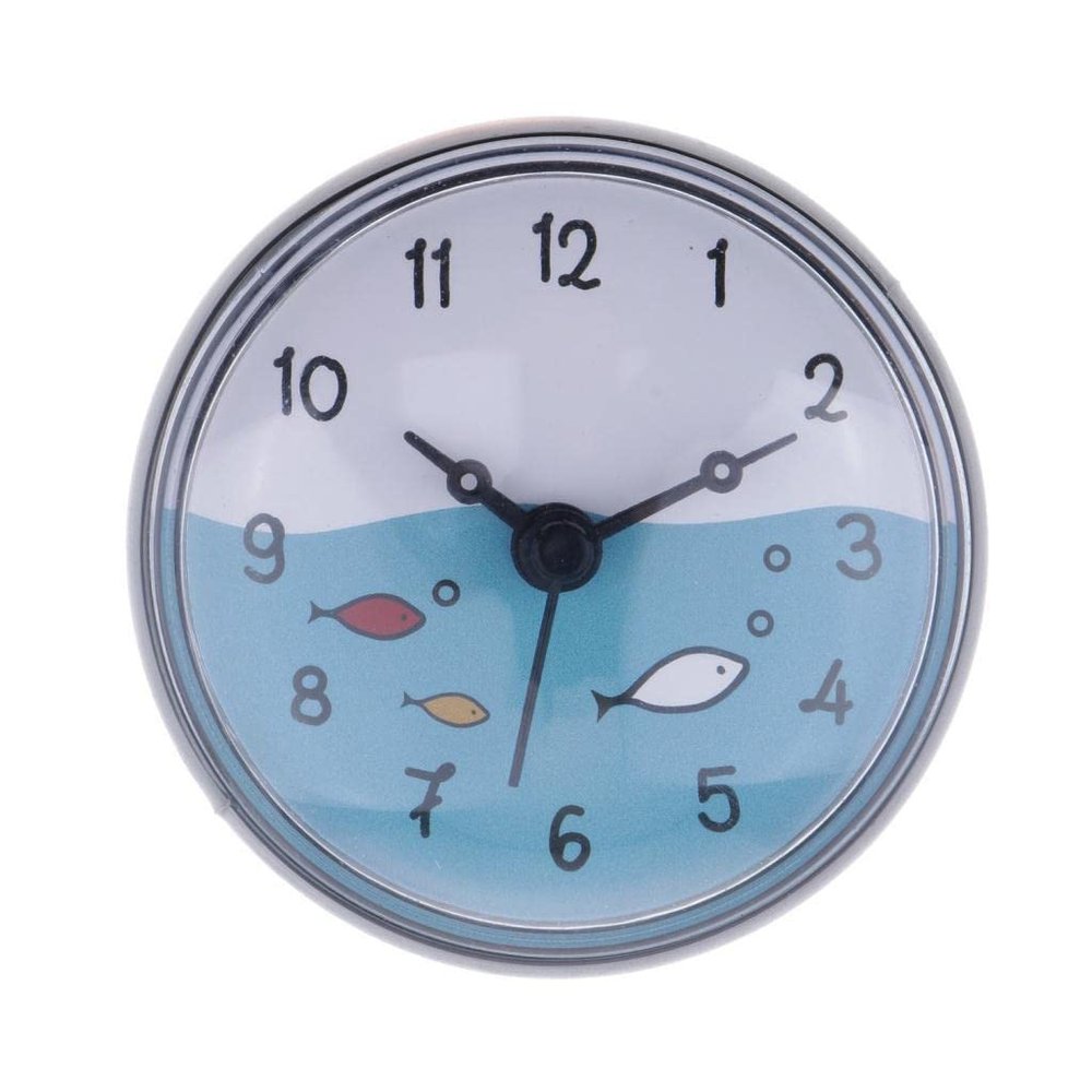 HomeLoft Basics Bathroom Wall Suction Clock Waterproof Time Display Home Decor Gift Blue, A-Gray, 75x35mm