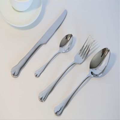 GOODJAYVEN Silverware Flatware Set, 4/16/24/32/40/48pcs Water Drop Cutlery Set Household Golden Steak Knife And Fork Complete Set(Color:Silver,Size:40 Pieces for 10)