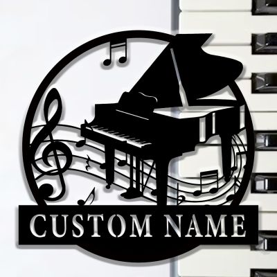 Ke Ji Yu Hen Huo Custom Piano Metal Metal Wall Sign, Personalized Piano Music Metal Wall Art, Piano Music Studio Name Sign, Musical Wall Hangings for Decor, Wall Decor, 8-24 Inch