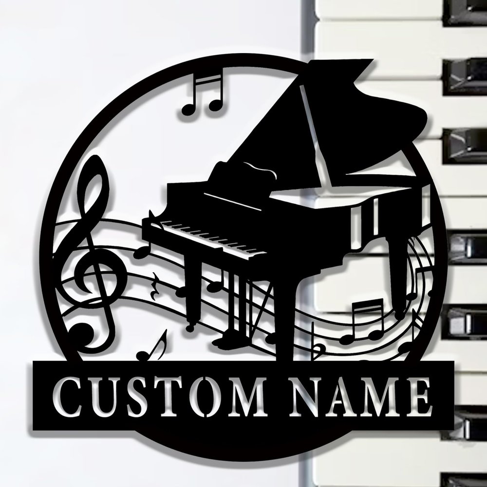 Ke Ji Yu Hen Huo Custom Piano Metal Metal Wall Sign, Personalized Piano Music Metal Wall Art, Piano Music Studio Name Sign, Musical Wall Hangings for Decor, Wall Decor, 8-24 Inch