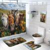 4 Pcs Smiling Horse Shower Curtain Set with Non-Slip Rugs, Toilet Lid Cover and Bath Mat Wild Brown Horse Wild Animal Bathroom Decor Sets Accessories with 12 Hooks view 1