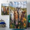 4 Pcs Smiling Horse Shower Curtain Set with Non-Slip Rugs, Toilet Lid Cover and Bath Mat Wild Brown Horse Wild Animal Bathroom Decor Sets Accessories with 12 Hooks view 3
