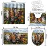 4 Pcs Smiling Horse Shower Curtain Set with Non-Slip Rugs, Toilet Lid Cover and Bath Mat Wild Brown Horse Wild Animal Bathroom Decor Sets Accessories with 12 Hooks view 4
