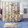 4 Pcs Butterfly Shower Curtain Set with Rug, Toilet Lid Cover and Bath Mat Beautiful Flowers Dream Spring Romantic Bathroom Shower Curtain with 12 Hooks Accessories Decorative view 2