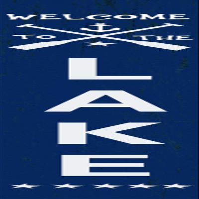 Navey Blue Welcome to Our Lake House Sign with Oar Vertical Porch Leaner for Front Porch Deck Patio or Wall - Indoor Outdoor Farmhouse Rustic Vertical Home Decor 8X48Inches