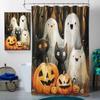 4 Pcs Halloween Shower Curtain Set with Rugs,Toilet Lid Cover, Bath Mat Spooky Pumpkin Cat Cartoon Cute Fantasy Shower Curtain with 12 Hooks, Durable Bathroom Decor Set view 3