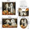 4 Pcs Halloween Shower Curtain Set with Rugs,Toilet Lid Cover, Bath Mat Spooky Pumpkin Cat Cartoon Cute Fantasy Shower Curtain with 12 Hooks, Durable Bathroom Decor Set view 4