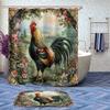 4 Pcs Rooster Shower Curtain Set with Rugs,Toilet Lid Cover, Bath Mat Farmhouse Farm Flowers Chicken Animals Bathroom Shower Curtain with 12 Hooks Accessories Decorative view 2