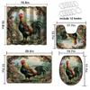 4 Pcs Rooster Shower Curtain Set with Rugs,Toilet Lid Cover, Bath Mat Farmhouse Farm Flowers Chicken Animals Bathroom Shower Curtain with 12 Hooks Accessories Decorative view 4