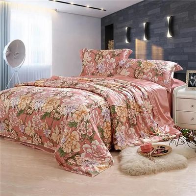 100% Mulberry Silk 3PCS Bedding Set Floral Duvet Cover Oxford Pillowcases Multi Sizes NO6 Size A