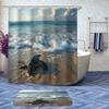 4 Pcs Sea Turtle Shower Curtain Set with Rug, Toilet Lid Cover and Bath Mat Beach Ocean Animal Cute Coastal Tropical Shower Curtain with 12 Hooks, Durable Bathroom Decor Set view 2