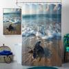 4 Pcs Sea Turtle Shower Curtain Set with Rug, Toilet Lid Cover and Bath Mat Beach Ocean Animal Cute Coastal Tropical Shower Curtain with 12 Hooks, Durable Bathroom Decor Set view 3