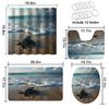 4 Pcs Sea Turtle Shower Curtain Set with Rug, Toilet Lid Cover and Bath Mat Beach Ocean Animal Cute Coastal Tropical Shower Curtain with 12 Hooks, Durable Bathroom Decor Set view 4