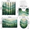 4 Pcs Misty Forest Shower Curtain Set with Rug, Toilet Lid Cover and Bath Mat Mountain Rustic Cabin Woodland Bathroom Shower Curtain with 12 Hooks Accessories Decorative view 4