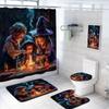 4 Pcs Witch Shower Curtain Set with Rug, Toilet Lid Cover and Bath Mat Cartoon Fantasy Magic Mysterious Fairy Tale Shower Curtain with 12 Hooks, Durable Bathroom Decor Set view 1