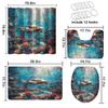 4 Pcs Ocean Animal Shower Curtain Set with Rug, Toilet Lid Cover and Bath Mat Underwater World Sea Turtle Coral Fish Bathroom Shower Curtain with 12 Hooks Accessories Decorative view 4